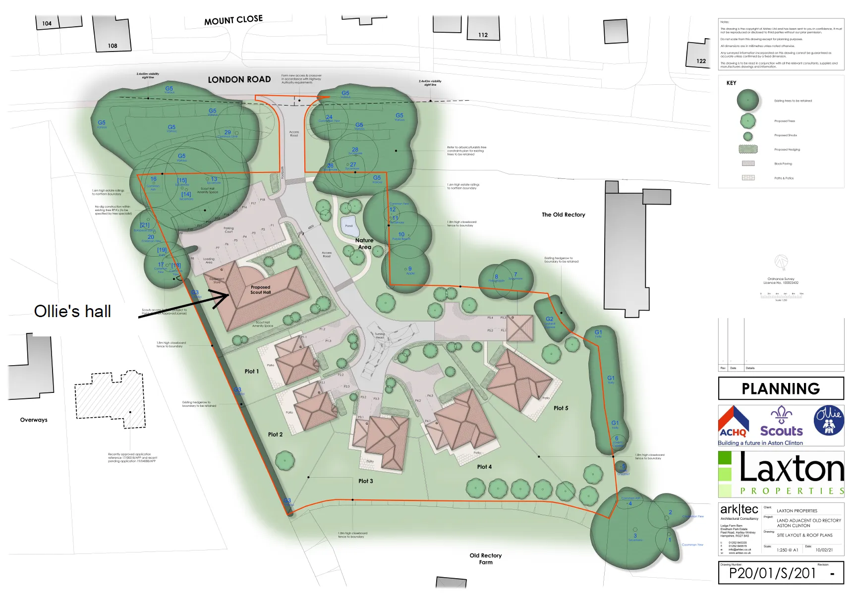 Site plan — adjacent to the village park